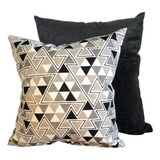 Kit 2 Capas De Almofadas Jacquard Sued Preto 60x60 grande 
