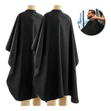 Kit 2 Capas De Corte Barbeiro Preto Cetim Profissional