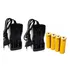 Kit 2 Carregador Duplo Bivolt 110 220 Ac Com Fio Led Indicador + 4 Baterias Pilhas Células 18650 3,7/4,2 Volts 8800mah Li-ion Recarregáveis Carga Rápida Proteção Contra Sobrecarga E Curto Circuito