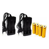 Kit 2 Carregador Duplo Bivolt 110 220 Ac Com Fio Led Indicador 4 Baterias Pilhas Células 18650 3 7 4 2 Volts 8800mah Li ion Recarregáveis Carga Rápida Proteção Contra Sobrecarga E Curto Circuito