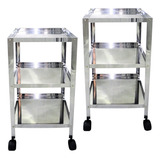 Kit 2 Carrinhos Fruteira Inox 3 Andares