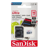 Kit 2 Cartão Memória 16gb Micro Sd Ultra 80mbs Sandisk