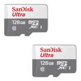 Kit 2 Cartão Memória Micro Sd Sandisk 128gb Classe 10 Ultra