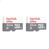 Kit 2 Cartão Memória Micro Sd Sandisk 32gb Ultra Classe 10