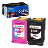 Kit 2 Cartuchos 664 Xl Preto 664 Xl Cor Para Hp 2676 2136