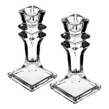 Kit 2 Castiçais De Vidro Castiçal Porta Vela Decorativo