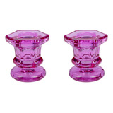 Kit 2 Castiçais De Vidro Porta Vela Enfeite Decoração