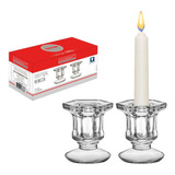 Kit 2 Castiçais De Vidro Porta Velas Decoração Enfeite