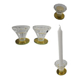 Kit 2 Castiçal De Vidro Porta Vela Enfeite Decoração