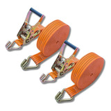Kit 2 Catraca 2 Cinta Amarração 3 Ton 9 M Gancho J Laranja