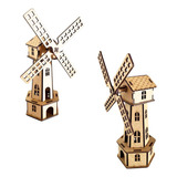Kit 2 Centro Mesa Moinho Catavento Mdf Country Fazendinha