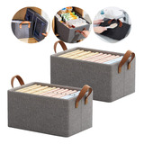 Kit 2 Cesto Caixa Organizadora Dobrável Guarda Roupa Grande