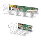 Kit 2 Cesto Organizador D Encaixe Em Prateleira 24 Cm 48 Cm