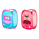 Kit 2 Cesto Organizador Infantil Brinquedo Roupa Dobrável