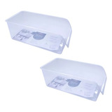 Kit 2 Cestos Organizadores Multiuso De Plástico Clink Cor Transparente branco
