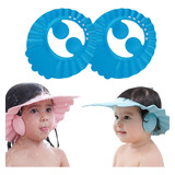 Kit 2 Chapéu Para Banho Bebê Protetor De Olhos Anti Shampoo