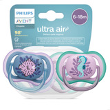 Kit 2 Chupetas Avent Ultra Air Dupla 6 18m Plus Menina Rosa