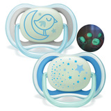 Kit 2 Chupetas Avent Ultra Air Dupla 6 18m Plus Menino Azul