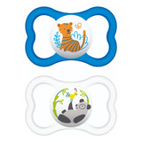 Kit 2 Chupetas Bico De Silicone Air 6m Azul Mam