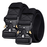 Kit 2 Cinto De Nylon Tático Com Fivela De Liberação Rápida Cor Preto