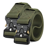 Kit 2 Cinto De Nylon Tático Com Fivela De Liberação Rápida Cor Verde