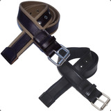 Kit 2 Cintos Masculino Lona 2 Bordas 4cm Couro Sintético L50 Cor Preto E Caki Desenho Do Tecido Liso Tamanho Calça 50 A 52 comprimento 140cm 