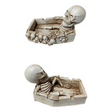 Kit 2 Cinzeiros Esqueleto 3d Crânio Caveira Skull Resina