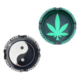 Kit 2 Cinzeiros Folha Cannabis E Ying Yang Smokehaze