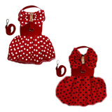 Kit 2 Coleira Peitoral Vestido Joaninha Bolinha 1 Laço