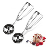 Kit 2 Colher De Sorvete Inox Com Ejetor Extrator Bola