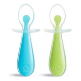 Kit 2 Colher Infantil Bebê Silicone Com Limitador Munchkin