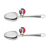 Kit 2 Colher Inox Para Pegar Servir Arroz Utensilio Cozinha