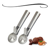 Kit 2 Colheres De Sorvete Bola Com Ejetor Inox Profissional