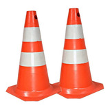 Kit 2 Cone De Sinalização Pvc 50cm Laranja E Branco Transito