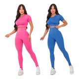 Kit 2 Conjunto Academia Legging Levanta Bumbum E Top Fitness