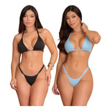 Kit 2 Conjunto Biquini Feminino Cortininha Moda Praia
