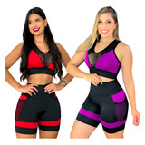 Kit 2 Conjunto Fitness Feminino Roupas De Academia Treino