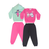 Kit 2 Conjunto Infantil Roupa De Bebê Menina Inverno Moletom