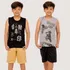 Kit 2 Conjunto Infantil Short E Blusa Masculino Verão Leve