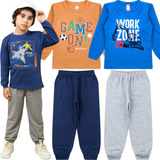 Kit 2 Conjunto Moletom Menino Roupa Infantil Inverno Atacado