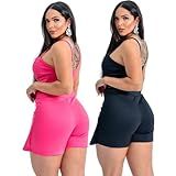 KIT 2 Conjunto Short Saia Com Cropped Tecido Alfaiataria Ponto Roma P 38 PRETO E ROSA