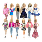 Kit 2 Conjuntos Barbie Roupas + 2 Pares De Sapato Salto Reto