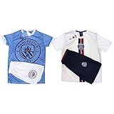 Kit 2 Conjuntos Camisa E Bermuda   PSG   Manchester City   Infantil Tamanho 10 Cor Azul Branco