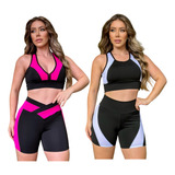Kit 2 Conjuntos Feminino Academia Fitness Roupa Ginástica