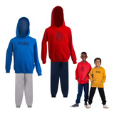 Kit 2 Conjuntos Moletom Flanelado Juvenil Menino Capuz Bolso