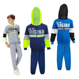 Kit 2 Conjuntos Moletom Juvenil Masculino Flanelado 10 Ao 16