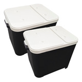 Kit 2 Container Furacao Pet 15 Kg Black Canister Porta Ração