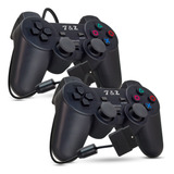 Kit 2 Controle Compatível Com Ps2 Analógico Plug And Play