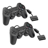 Kit 2 Controle Joystick C Fio Compatível Ps2 Playstation2