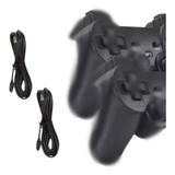 Kit 2 Controle Joystick Compativel Ps3 Cabo Carregador